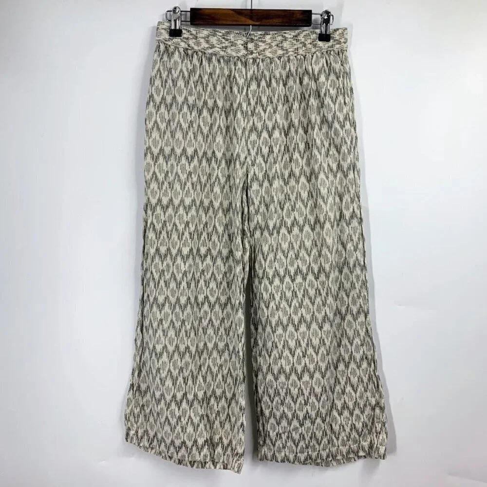 Srishti Women's Elastic Waist Wide Legged Cropped Casual‎ Pants SIze L